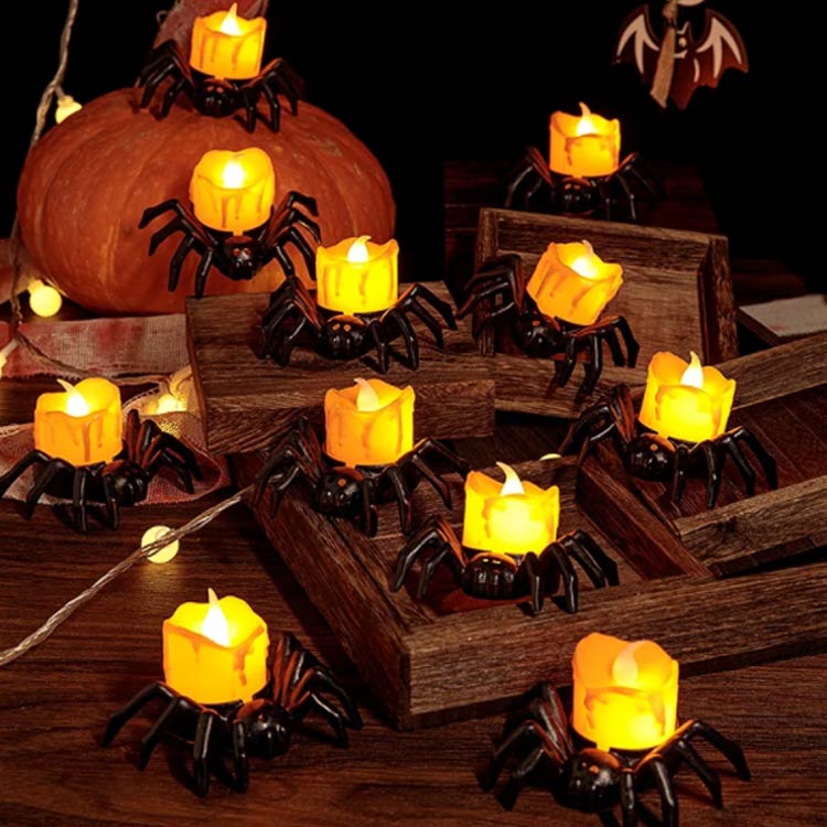 5個セット ハロウィン 飾り カボチャ クモ led ライト ミニ 小さい カボチャモチーフ カボチャ型 キャンドル ろうそく LED イルミネーション 卓上 室内 玄関 LEDライト ハロウィン 飾り付け イベント ステージ 装飾 飾り物 置物 【送無】の商品画像 3