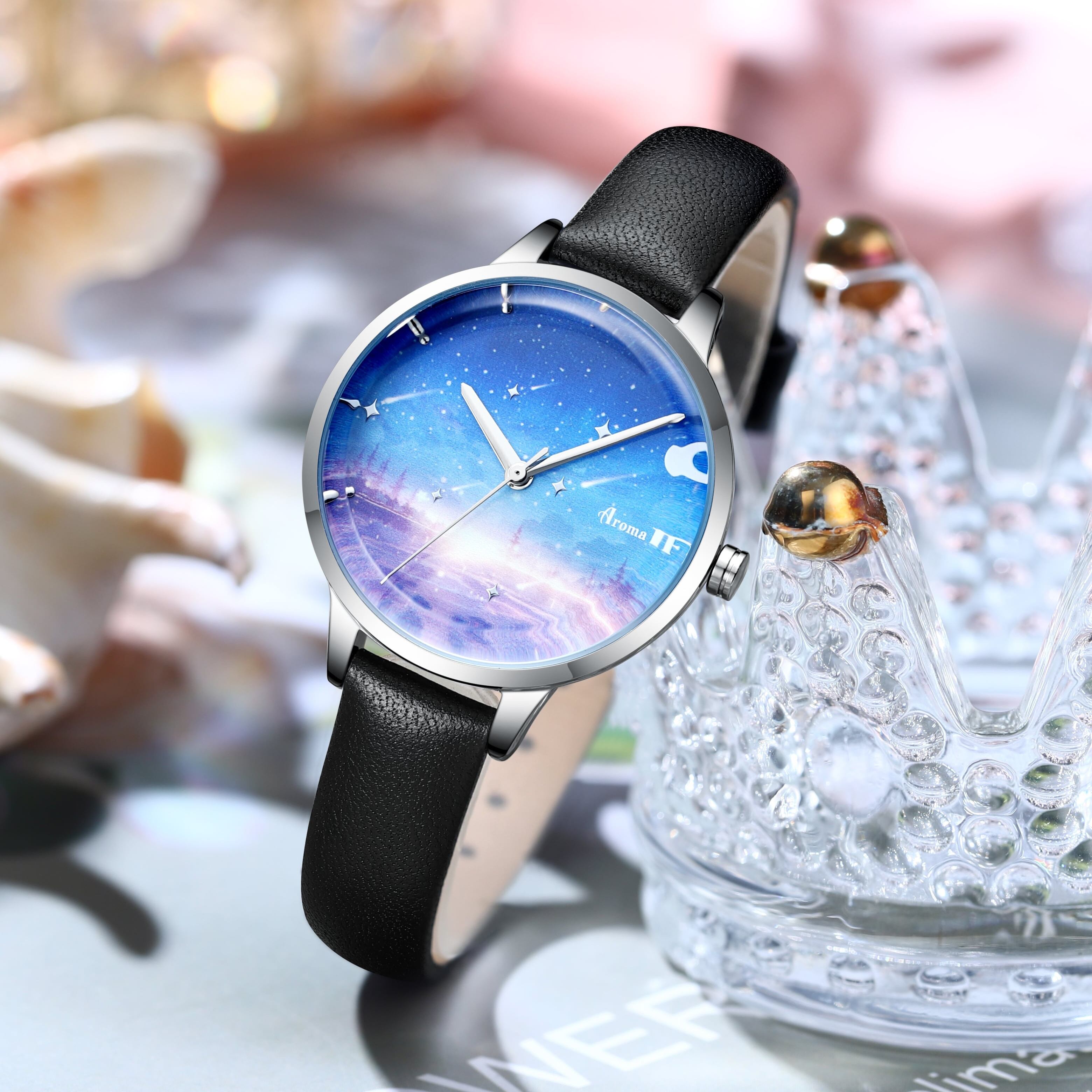 AromaFlat AF-Z1028 Meteor Whisper（ミーティア・ウィスパー）レディース 星空グラデーション腕時計