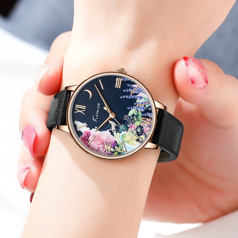 Kimio AF-Z1003 Lupus Black 여성 손목시계 초승달 달랑 할로윈 한정 MIYOTA2035 탑재 36mm 조용한 3 기압 방수 어머니의 날 선물