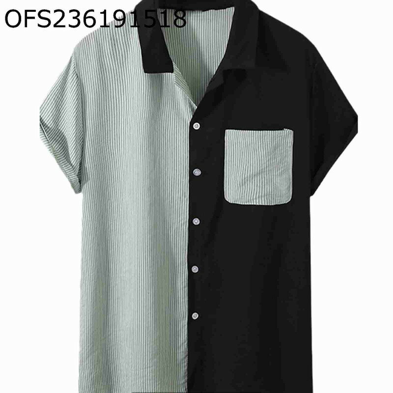 ハワイシャツ メンズシャツ 半袖 切り替え パッチワーク S-5XL アンシンメトリー 胸ポケット アロハシャツ プリント 夏着 上着 カジュ..