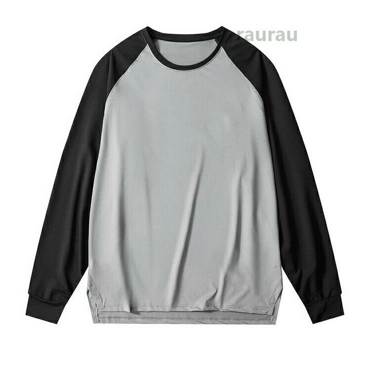 ドライメッシュ tシャツ バスケ 長袖 吸汗速乾 メンズ シンプル Tシャツ バイカラ...