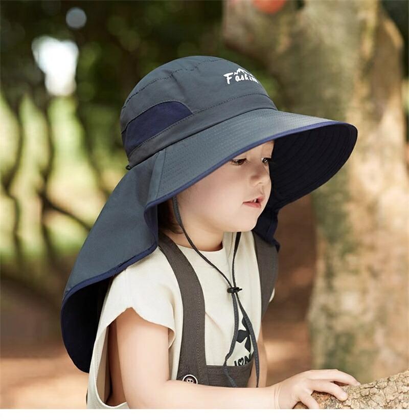 子供 帽子 日よけ サファリハット 男の子 女の子 ハット UVカット つば広 あご紐付...