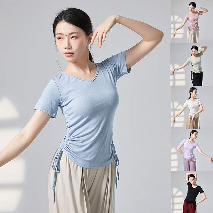 バレエ トップス Tシャツ 半袖 Vネック 練習着 レッスン 着 バレエトップス ウォー...
