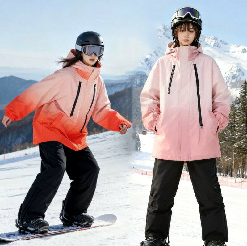 Rakuten - スノーボードウェア グラデーション スキーウェア 上下セット お揃い 登山 雪遊び レディーススノボウェア メンズス ノボ ウェア 防水防風 パンツ ジャケット 暖かい 裏ボア