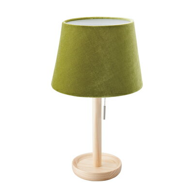 イシグロ 木製テーブルランプ　プルスイッチ　ベロアシェード　グリーン 20672【送料無料】【KK9N0D18P】