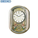 セイコー クロック 掛け時計 電波 アナログ からくり メロディ 薄ピンク マーブル模様 RE567G SEIKO 【送料無料】【KK9N0D18P】