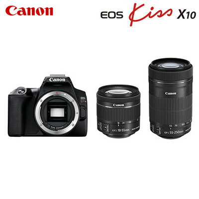 canon キヤノン デジタル一眼レフカメラ EOS Kiss X10 ダブルズームキット EOSKISSX10BK-WKIT ブラック CANON【送料無料】【KK9N0D18P】