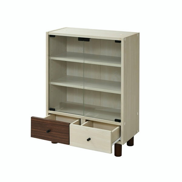 JKプラン キャビネット ラック 引き出し リビング収納 幅60 奥行32.5 高さ85 FMB-0001-NADB ナチュラル×ダークブラウン【送料無料】【KK9N0D18P】