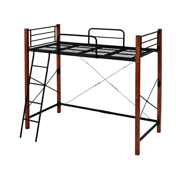 JKプラン ロフトベッド ハイタイプ シングルベッド下収納 IRI-1043SET-BKBR ブラック×ブラウン【送料無料】【KK9N0D18P】