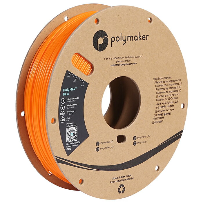 Polymaker PolyMax PLA フィラメント (1.75mm, 0.75kg) Orange オレンジ 3Dプリンター用 PA06008 ポリメーカー【送料…