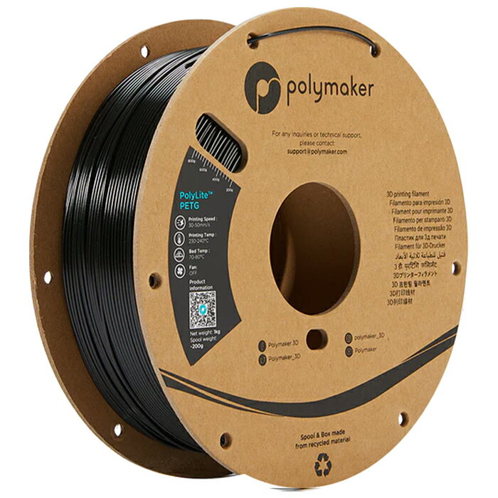 Polymaker PolyLite PETG フィラメント (1.75mm, 1kg) Black ...