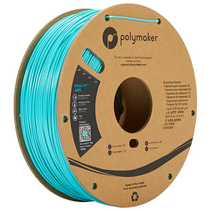 Polymaker PolyLite ABS フィラメント (1.75mm, 1kg) Teal ティール 3Dプリンター用 PE01010 ポリメーカー【送料無料…