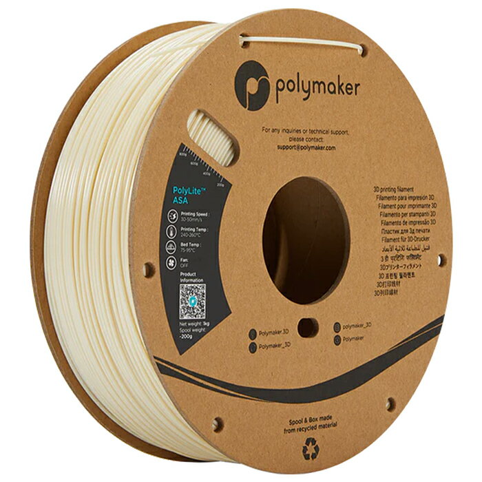 Polymaker PolyLite ASA フィラメント (1.75mm, 1kg) Natural ナチュラル 3Dプリンター用 PF01006 ポリメーカー【送…