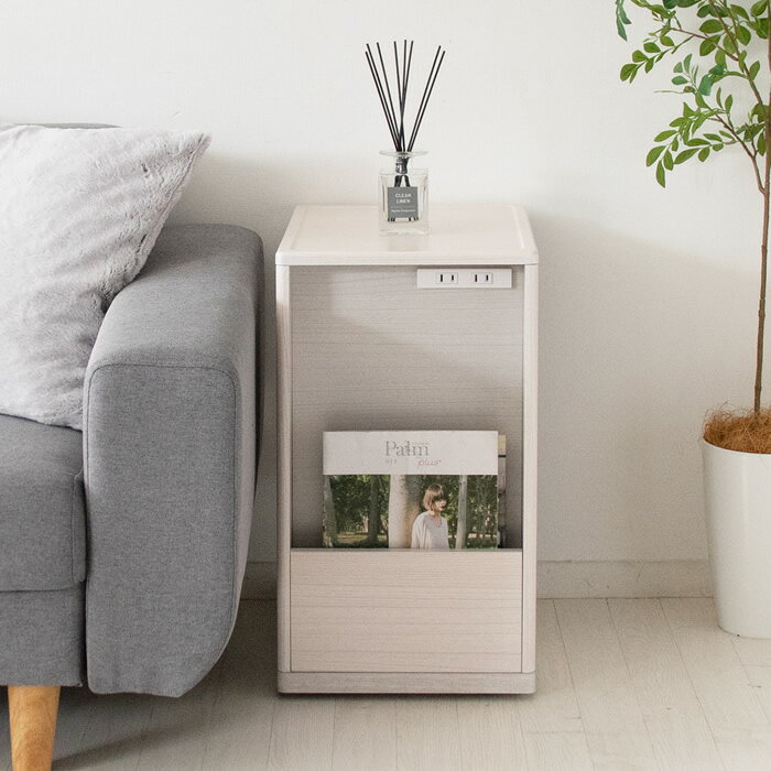 ソファサイドテーブル 天板 2口コンセント付き 幅30×奥行き40×高さ55cm MIYATAKE 宮武製作所 ST-550-WH ホワイト サイド ソファ ベッド ソファテーブル ベッドサイド テーブル 2口 コンセント コの字 木製【送料無料】【KK9N0D18P】