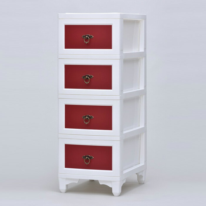 アイ・エル・シー カドリープレミアム 4段 マダーレッド CDL-04W-RD ホワイト LUGS Japan チェスト【送料無料】【KK9N0D18P】