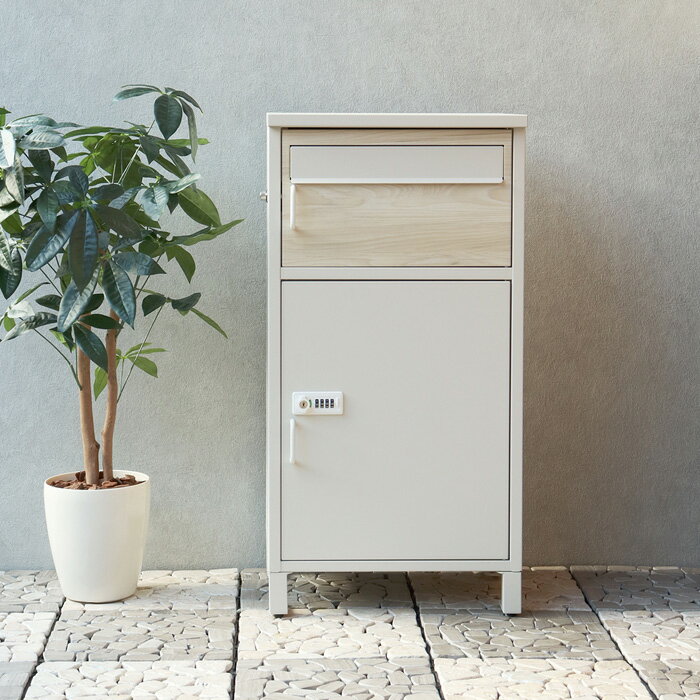 宅配ボックス付ポスト Bartolo バルトロ PBX-033 グレージュ/ホワイト木目 MOJYU 家庭用 個人用 一戸建て 一軒家 ポスト 郵便受け メールボックス 玄関 おしゃれ【送料無料】【KK9N0D18P】