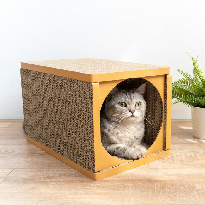 HappyDays キャットハウスロング P-4981528610765 ペットプロジャパン 猫用 爪とぎ つめとぎ付きキャッ..