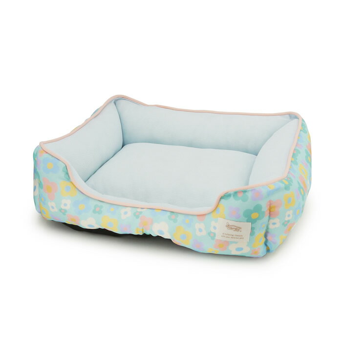 ペットプロジャパン Homey スクエアベッド フラワー柄 M P-4981528820515 ブルー ペット住関連用品 中..