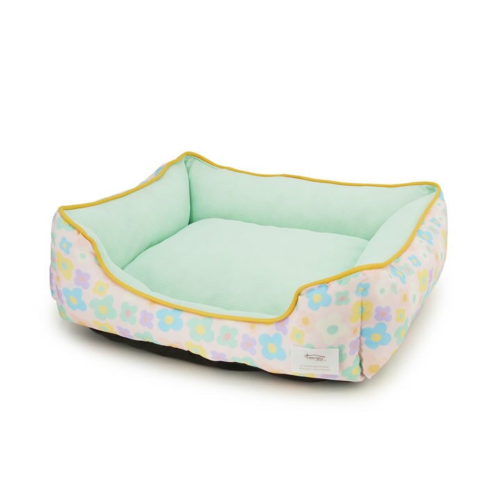 ペットプロジャパン Homey スクエアベッド フラワー柄 M P-4981528820522 ピンク ペット住関連用品 中..