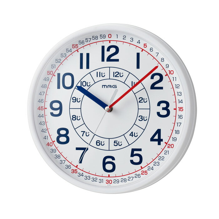 MAG マグ 壁掛け時計 知育時計 よ〜める W-736WH-Z ノア精密 キッズ 子供 学習時計 教育時計 アナログ..