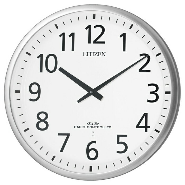 シチズン 高感度電波時計 掛け時計 銀色ヘアライン仕上 4MY821-019 スリーウェイブ 大型 丸型 直径55cm..