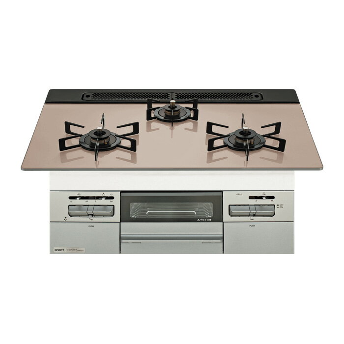 ノーリツ プロパンガス用 75cm天板ビルトインコンロ Mikke ミッケ N3WV7RWAP3SIEC-LPG シルバーピンク..