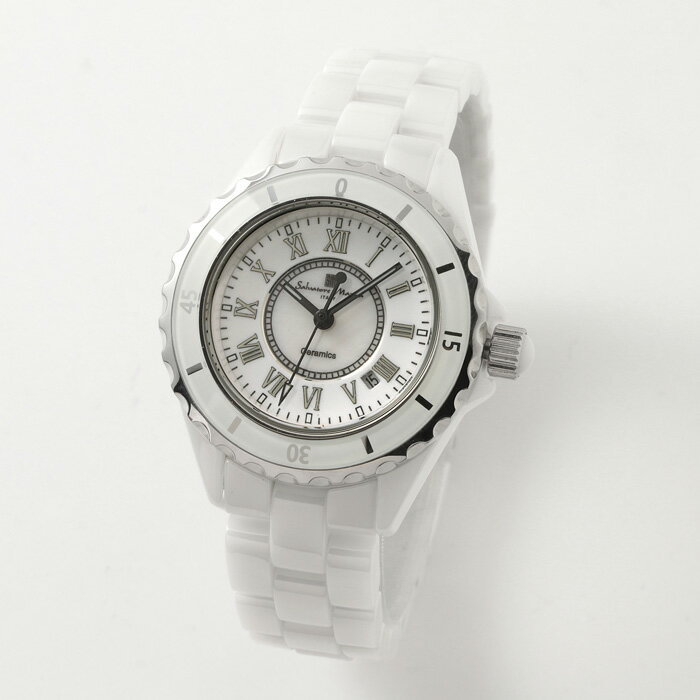 RADO - Salvatore Marra サルバトーレマーラ 腕時計 レディース セラミックウォッチ クォーツムーブメント SM25151-WHR ホワイト ローマインデックス 3気圧防水 日付表示 回転ベゼル【送料無料】【KK9N0D18P】