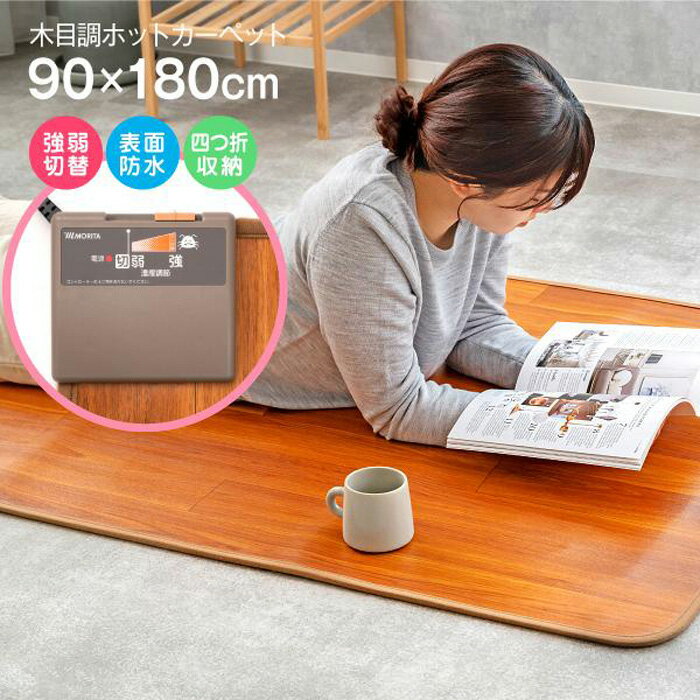 MORITA フローリング調ホットカーペット 1畳相当 TMM-9018P ホットカーペット 電気カーペット 防水 ダ..