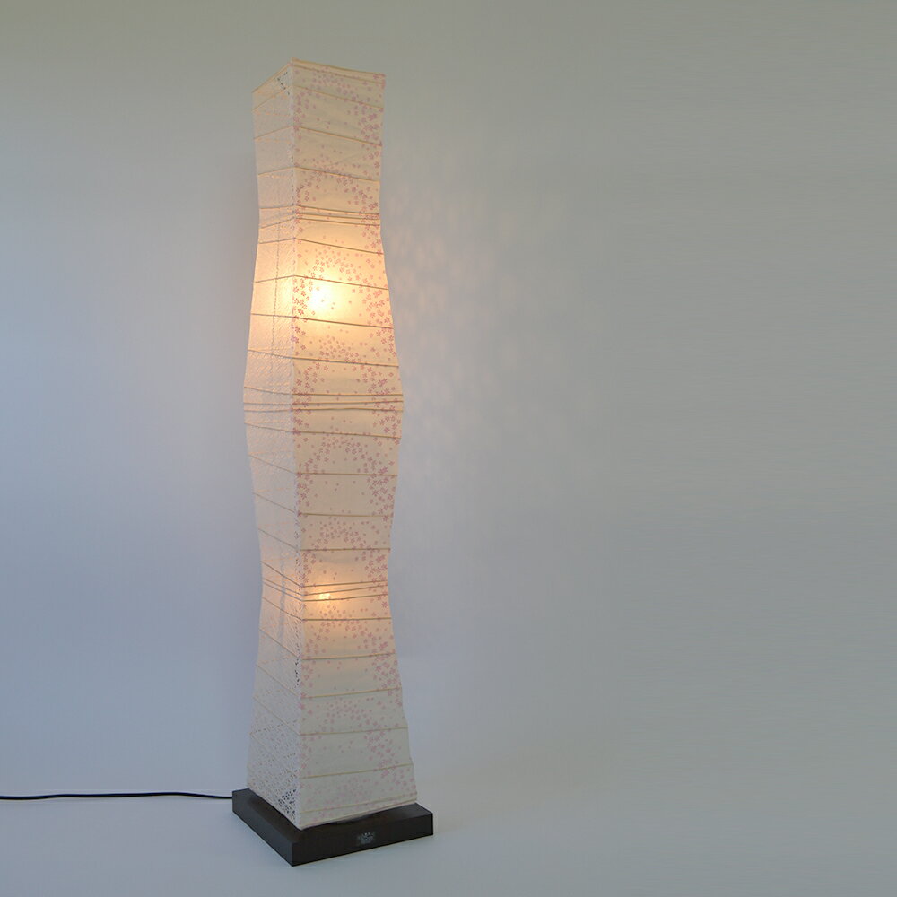 彩光デザイン 和照明 和紙照明 フロアスタンドライト 【白熱電球付き】 B-150-pink 花舞ピンク×小梅白 日本製 和風照明 【送料無料】【KK9N0D18P】