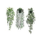 Hepatton 観葉植物 人工造花 壁掛け フェイク グリーン 植物 シミュレーション緑の葉装飾植物 鉢植えインテリア部屋 屋内屋外 オフィス 装飾 3本