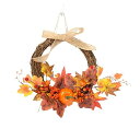 秋のリース ハロウィン リース 玄関 飾りハロウィーン 装飾 秋の葉の花輪 紅葉インテリア 雑貨 ドア飾り 玄関飾り パンプキン かぼちゃ 手作り花輪造花 撮影 道具 写真背景 家の装飾 壁掛け