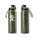 SANTECO 水筒 710ml 野球のパターン スポーツボトル 保温 保冷 真空断熱 魔法瓶 ステンレスボトル ストラップ付き 直飲み 漏れ防止 持ち運び ごくごく飲める設計 スポーツ飲料 山登り 旅行 (オ