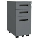 家具のAKIRA デスクワゴン キャスター付き 3段 幅30cm 奥行43cm 高さ63cm グレー BW3-3LP-FGY