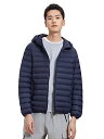 DUZTELYI ダウンジャケット メンズ 軽量 防風 防寒 ダウン コート ライトダウン 収納袋付き DU490 (2XL, 帽-ネイビー)
