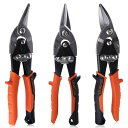LEONTOOL 金切鋏 左ストレート右用 3本セット 金切ハサミ 金切ばさみ 万能はさみ 万能金切ハサミ 万能金切鋏 倍力型 ストレートタイプ 切断 ロング刃 板金ハサミ 板金はさみ ギザ刃 鉄切りバ