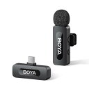 Boya V10 ワイヤレスピンマイク USB-C iPhone 16/15&Android用、伝送距離50m、オールインワン、ノイズ削減、9Hバッテリー寿命&オムニ指向性ラペルマイクYouTubeポッドキャストTiktok