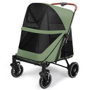 Athvcht ペットカート折りたたみ式 【製品サイズ:83x60x108cm】キャスター付き 犬用ベビーカー組み立て簡単 軽量 通気 折りたたみ式 取り外し可能 犬用カート収納簡単 多機能 収納 大容量 高耐