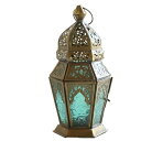 モロッコランタン キャンドルホルダー 高さ23cm 6面のレリーフガラス Morocco Lantern Candle holder (ライトブルー)