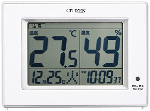 リズム(RHYTHM)CITIZEN シチズン 温度計 湿度計 時計付き デジタル ライフナビD200A 白 10.5×14.5×2.4cm 8RD200-A03 [3]