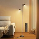Joyly Home LEDフロアライト、20Wフロアライトリモコン付き、間接照明おしゃれ、調光・調色、タイマー、ダブルヘッドライト+タッチコントロールでスタンド、寝室/リビング/書斎/オフィス向
