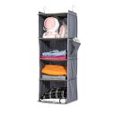 YRCBEHFU 吊り下げ収納 4段 衣類ラック 【竹製天然版】 クローゼット 収納吊り下げ 大容量 帽子/鞄 収納ラック 取付簡単 折り畳み式 旅行/出張 30x30x80cm (1#4段、グレー)