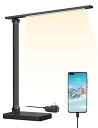 Lepro デスクライト led 目に優しい ACアダプター付き 電気スタンド USBポート付き 卓上 超高輝度 照明とデバイス充電を両立【電球色・白色・昼光色/タッチセンサー操作/調色調光/明るい/5段階