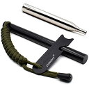 大きいサイズ 火打ち石 150 x 13mm +火吹き棒 Chileeany ファイヤースターター マグネシウム 着火具 サバイバルツール 紐通し穴あり 收?袋付 (緑)