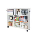 VECELO 本棚 カラーボックス 収納ラック スリム 幅75x奥行き20x高さ65cm キャスター付き キッチンワゴン 取っ手 リビングルーム オフィス 寝室