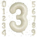 【LEISURE CLUB】誕生日 数字 バルーン 数字3 40インチ 大きい クリームカラー 風船 セット バースデー パーティー デコレーション セット 記...