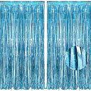 2個セット BRAVESHINE タッセルカーテン キラキラ 背景 明るい光沢 誕生日 飾り付け 100cm*250cm 誕生日 飾り カーテン birthday decorations パーティー デコレーション party decoration (ブルー)