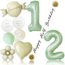 deerzon ハーフバースデー 飾り ハーフ くすみカラー 数字 バルーン 誕生日 飾り付け 風船 13点 セット 男の子 女の子 数字バルーン くすみグリー...