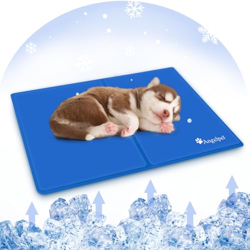 Angelpet ペットひんやりマット犬 猫 夏用 クールマット 冷感ジェルマット 暑さ熱中症対策 洗える ペット人間兼用冷却シート 多用途 猫 小中大型犬対応 (S(50*40cm), ブルー)のサムネイル