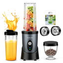 MOOKA LIFE ミキサー 小型【20品レシピ付&2つボトル550ml+300ml】スムージー ジューサー 氷も砕ける 450Wハイパワー コーヒーミル ブ...