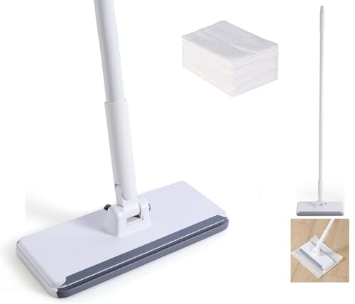 CLEANHOME フロアワイパー 本体 1秒で着脱 ワンタッチモップ 2in1水切りワイパー 幅さ24cm 4段ポール 長さ40cm-122cm 乾湿両用モップ 拭き掃除 雑巾ワイパー ベランダ 玄関 床 窓 フロア フローリン